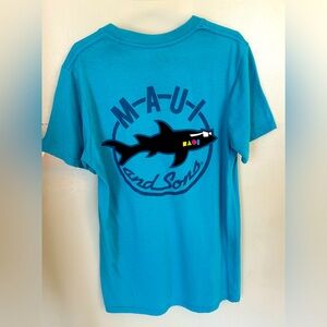 Maui and Sons Shark with Sunglasses Logo Blue T-Shirt SS Tee Top Adult S Small
